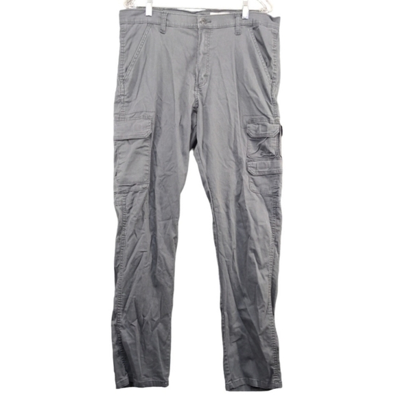 Wrangler Men's Regular Taper Cargo Pants Gray Size 29x30 Flat Front Workwear EUC - Picture 1 of 10
